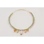 Pulsera rigida dorada con cadena de strass turques