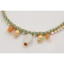 Pulsera rigida dorada con cadena de strass turques