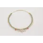 Pulsera rigida dorada con cadena de strass turques