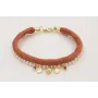 Pulsera de seda rellena cobrizo con perlas cosidas