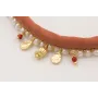 Pulsera de seda rellena cobrizo con perlas cosidas