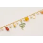 Pulsera cadena medio eslabón dorado mate con colga