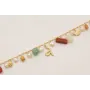 Pulsera cadena medio eslabón dorado mate con colga