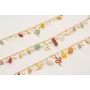 Pulsera cadena medio eslabón dorado mate con colga