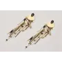 Pendientes perno gota esmaltada negra con flecos d