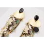 Pendientes perno gota esmaltada negra con flecos d