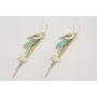 Pendientes aro bolita con pajaro esmaltado tonos a