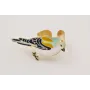 Anillo con pájaro plano esmlatado turquesa, mostaz