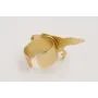 Anillo con pájaro plano esmlatado turquesa, mostaz