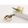 Anillo con pájaro plano esmlatado turquesa, mostaz