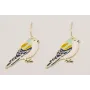 Pendientes gancho sencillo dorado mate con pájaro 