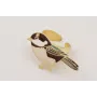 Anillo con pájaro plano esmlatado marrón,beige y v