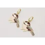 Pendientes cierre seguridad dorado mate con pájaro