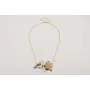 Collar cadena eslabón plana dorada mate con pájaro