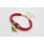 Pulsera de seda rellena color granate con aritos d