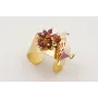 Anillo burruño cuarzos granates  y pájaro esmaltad