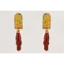 Pendientes pieza semi ovalo estampado amarillo, ve