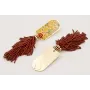Pendientes pieza semi ovalo estampado amarillo, ve
