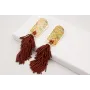 Pendientes pieza semi ovalo estampado amarillo, ve