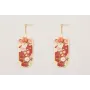Pendientes perno bolita dorada mate con cadena lis