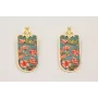 Pendientes perno trio de flores dorado mate con pi