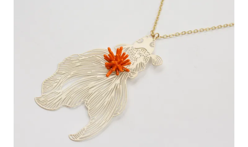 Collar cadena eslabón pequeño dorado mate con colg