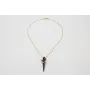 Collar cadena eslabón plano dorado mate con burruñ