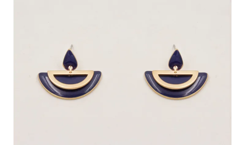 Pendientes gota mini esmaltada azul marino con sem