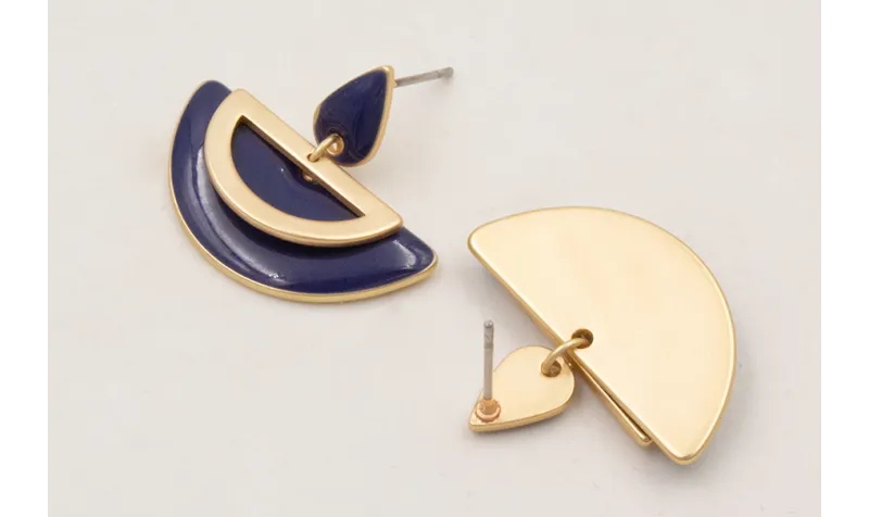 Pendientes gota mini esmaltada azul marino con sem