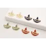 Pendientes gota mini esmaltada azul marino con sem