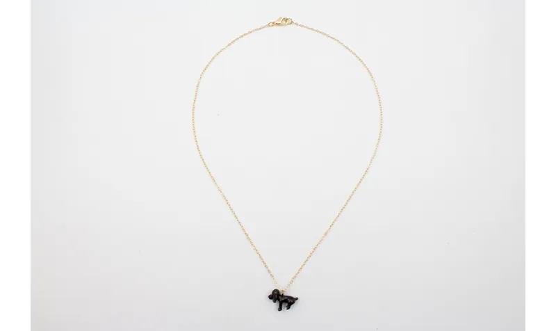 Solitario cadena eslabón pequeño dorado con perro