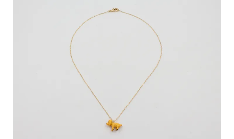 Solitario cadena eslabón pequeño dorado con perro