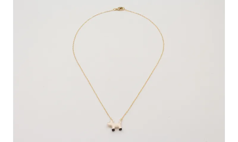 Solitario cadena eslabón pequeño dorado con perro