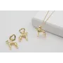 Solitario cadena eslabón pequeño dorado con perro