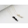 Solitario cadena eslabón pequeño dorado con GATO p