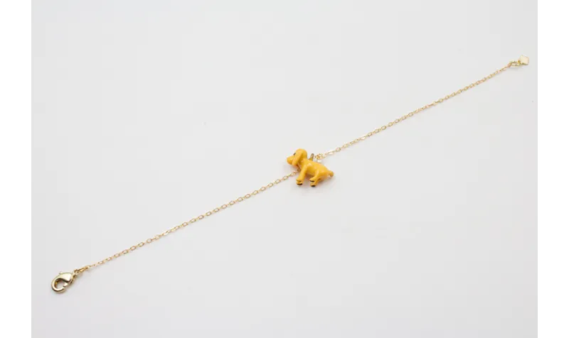 Pulsera cadena eslabón pequeño dorado con perro CO