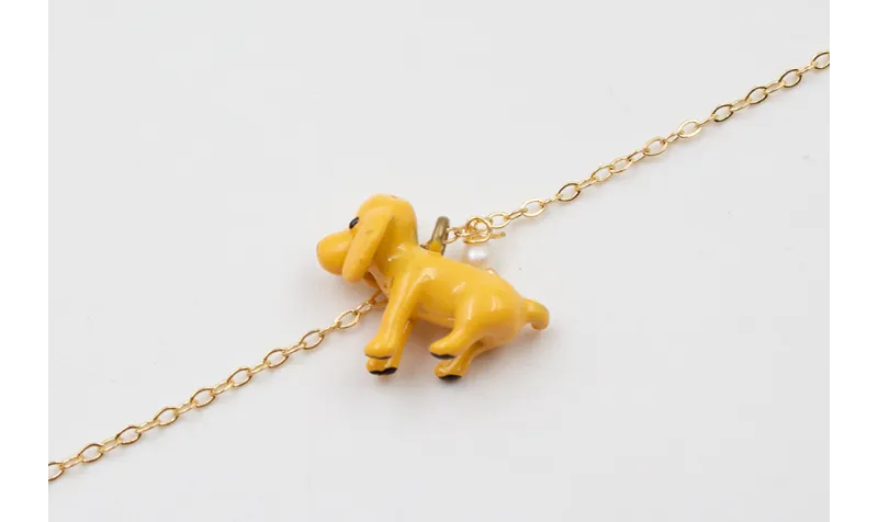 Pulsera cadena eslabón pequeño dorado con perro CO
