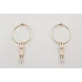 Pendientes aro dorado con GATO pintado a mano negr