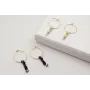 Pendientes aro dorado con GATO pintado a mano negr