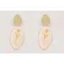 Pendientes perno ovalo dorado mate con colgante ov