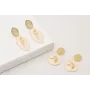 Pendientes perno ovalo dorado mate con colgante ov