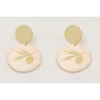 Pendientes perno disco dorado mate con colgante di