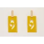 Pendientes perno listón dorado mate con colgante r