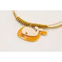 Pulsera nudo de macrame mostaza y dorado palido co