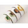 Pulsera nudo de macrame mostaza y dorado palido co