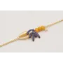 Pulsera cadena con concha dorada,hoja esmaltada az