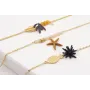 Pulsera cadena microbola con rectangulos beige,est