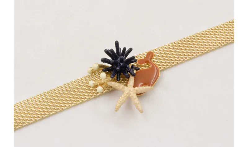 Pulsera malla estrella coral azul oscuro,ballena c