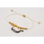 Pulsera macrame beige,nudo macrame dorado,ballena