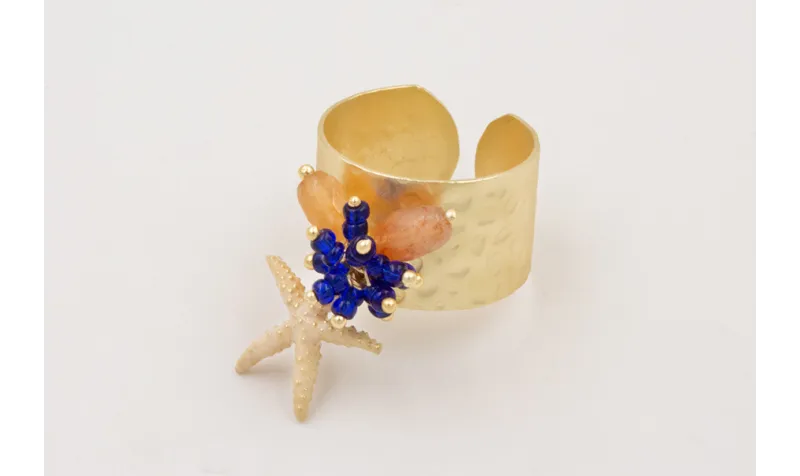 Anillo de arandela con burruño azul oscuro, dos se